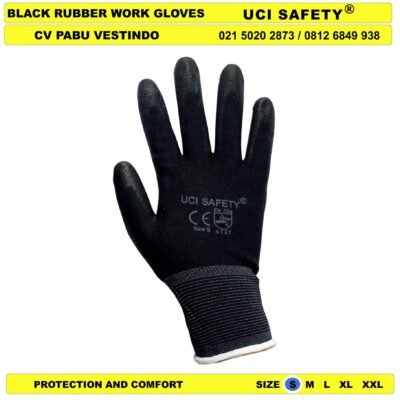 Anti Slip Uci Safety otomotif Mekanik Bengkel Montir Motor Berkebun Hand Gloves Hitam Black - Gambar 2