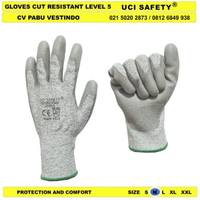 Cut Resistant Level 5 Welding dilapisi karet Glove - Gambar 4