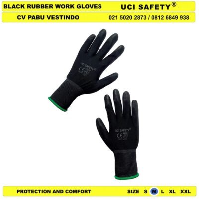 Uci Safety Packing Polyurethane Hitam Black Safety Gloves