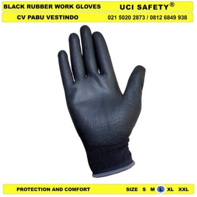 Anti Slip Uci Safety Kerja Pengaman kerja Hitam Black Sarung Tangan - Gambar 3
