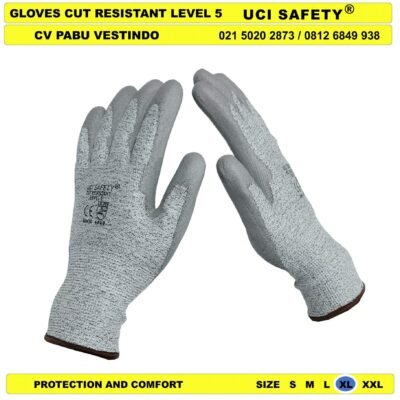 Warna Abu Abu, Hitam Hppe Uci Safety Glove - Gambar 4