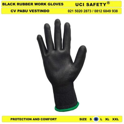 Uci Safety Palm Fit Proyek Tukang Bagunan Telapak Tangan dilapisi karet Hitam Black - Gambar 2