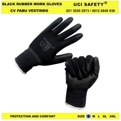 Uci Safety Sarung Tangan Telapak Tangan dilapisi karet Palm Fit Security Satpam - Gambar 4