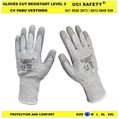 Warna Abu Abu, Hitam Hppe Uci Safety Anti Sayat Mekanik Glove