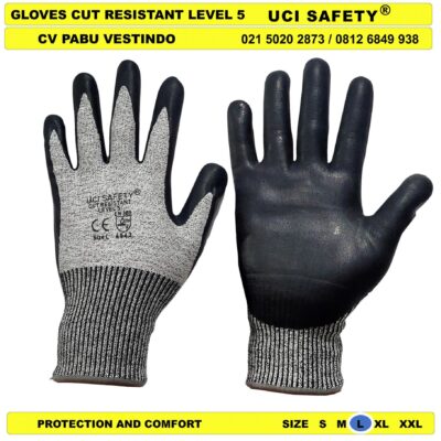 dilapisi karet Industri Warna  Hitam Pabrik Pengaman kerja Kaca Anti Iris Telapak Tangan Anti Iris Glove