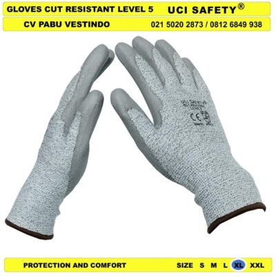 Warna Abu Abu, Hitam Hppe Uci Safety Anti Sayat Mekanik Anti Licin Glove
