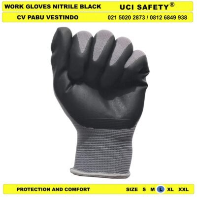 Hand Glove Anti Licin Nitril Ukuran M L XL Anti Slip - Gambar 3