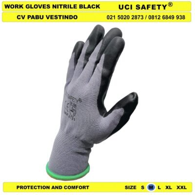 Ukuran M L XL Hitam-Grey Coating Anti Licin Nitril - Gambar 4