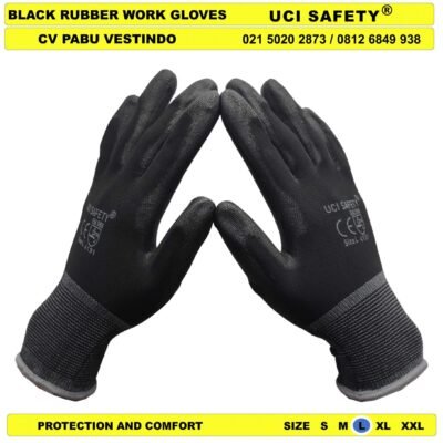 Security Satpam Palmfit Hitam Black PU Uci Safety Sarung Tangan