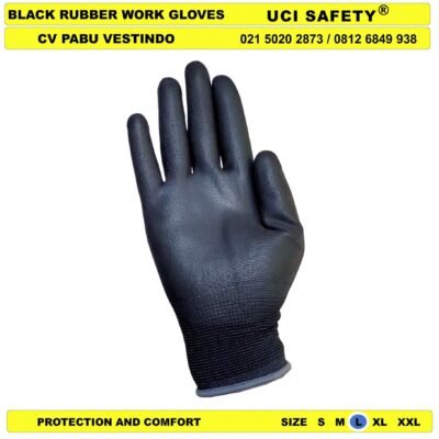 Security Satpam Palmfit Hitam Black PU Uci Safety Sarung Tangan - Gambar 4