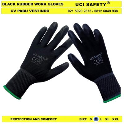 Uci Safety Sarung Tangan Anti Slip Telapak Tangan dilapisi karet Proyek Tukang Bagunan
