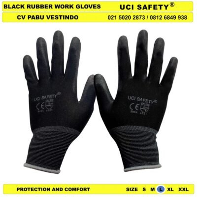 Security Satpam Palmfit Hitam Black PU Uci Safety Sarung Tangan - Gambar 5