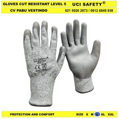 Warna Abu Abu, Hitam Hppe Uci Safety Anti Sayat Glove