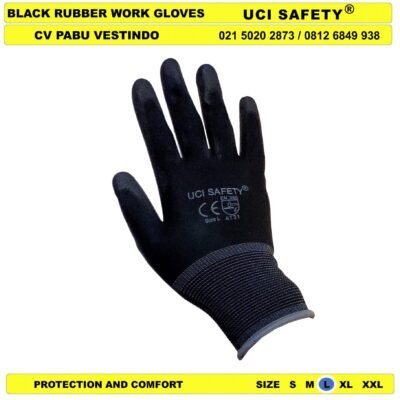 Anti Slip Uci Safety Kerja Pengaman kerja Hitam Black Sarung Tangan - Gambar 2
