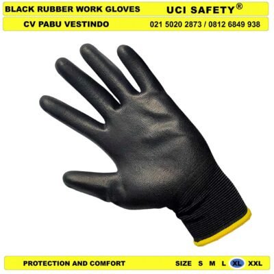Security Satpam Industri Pabrik Hand Gloves Coating Karet Bahan Nylon Polyester PU - Gambar 5