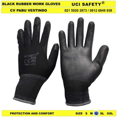 Security Satpam Industri Pabrik Hand Gloves Coating Karet Bahan Nylon Polyester PU - Gambar 2