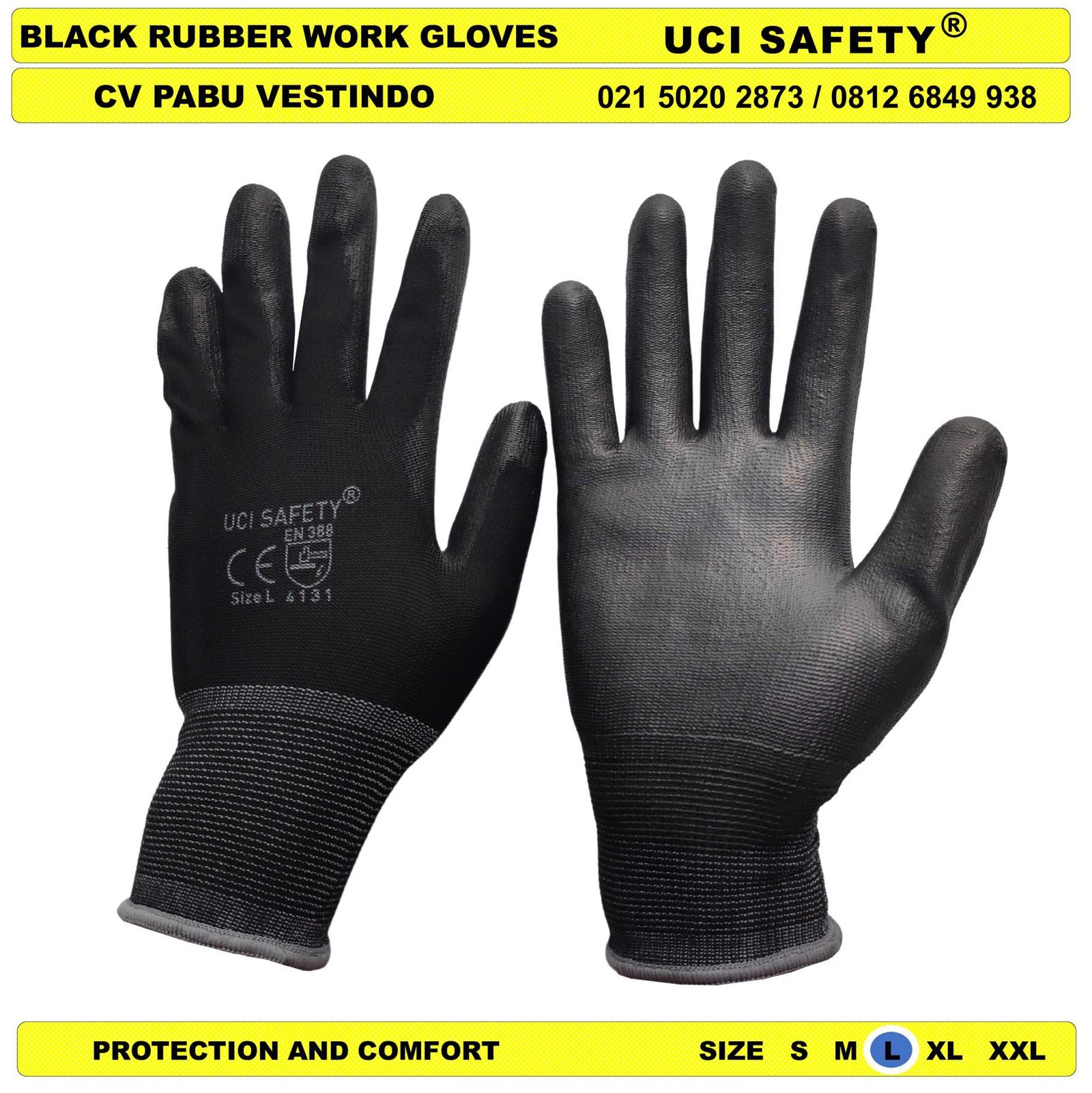 Polyurethane otomotif Mekanik Bengkel Montir Motor Uci Safety Hitam Black