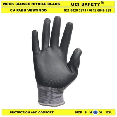 Sarung Tangan Tukang Uci Safety Hitam/Grey Coating - Gambar 4