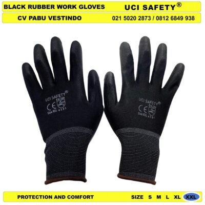 Polyurethane Palm Fit Telapak Tangan dilapisi karet Anti Slip Kerja Hand Gloves