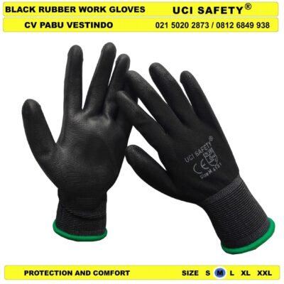 Telapak Tangan dilapisi karet Sarung Tangan Polyurethane Dilapisi Karet Uci Safety
