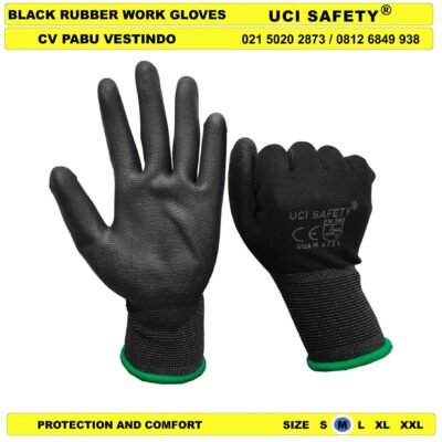 Uci Safety Sarung Tangan Palm Fit Telapak Tangan dilapisi karet Proyek Tukang Bagunan - Gambar 5