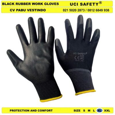 Uci Safety Safety Gloves Dilapisi Karet Bahan Nylon Polyester Hand Gloves - Gambar 3