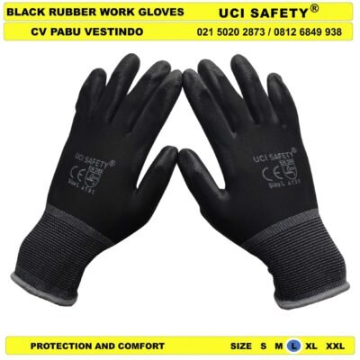 Anti Slip Uci Safety otomotif Mekanik Bengkel Montir Motor Berkebun Hand Gloves Hitam Black - Gambar 5