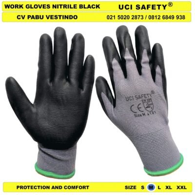 Ukuran M L XL Hitam-Grey Coating Anti Licin Nitril - Gambar 2