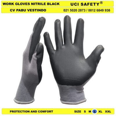 Electrical Greasy Work k3 Hse Sarung Tangan Abu abu-Black - Gambar 3