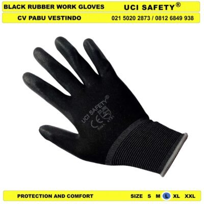 Uci Safety Sarung Tangan Coating Karet Bahan Nylon Polyester - Gambar 5