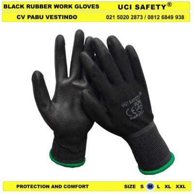 Uci Safety Sarung Tangan Telapak Tangan dilapisi karet Palm Fit Security Satpam