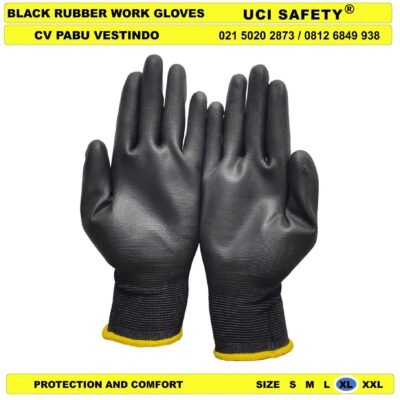 Sarung Tangan Uci Safety Anti Slip Hitam Black Bahan Nylon Polyester - Gambar 4