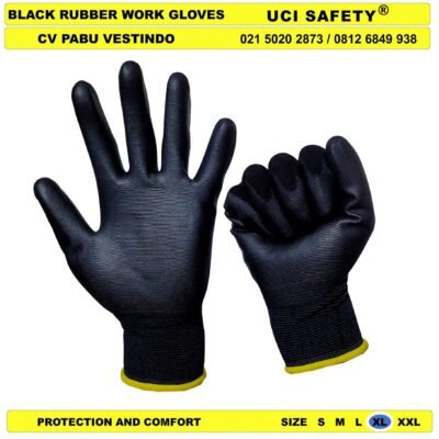 Safety Gloves Sarung Tangan Uci Safety PU Hitam Black