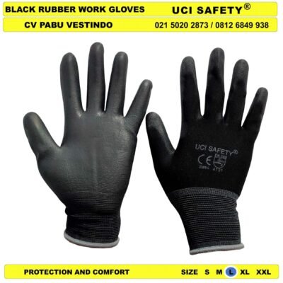 Dilapisi Karet Safety Gloves Kerja Sarung Tangan Bahan Nylon Polyester Coating Karet - Gambar 5