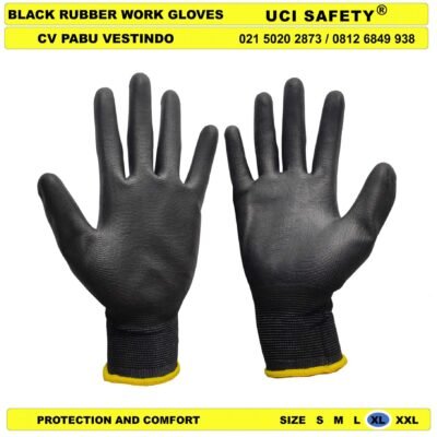 Security Satpam Hand Gloves Bahan Nylon Polyester Palm Fit PU Sarung Tangan