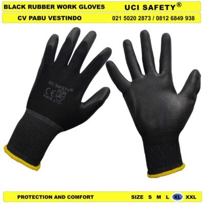 Sarung Tangan Telapak Tangan dilapisi karet Uci Safety Security Satpam - Gambar 2
