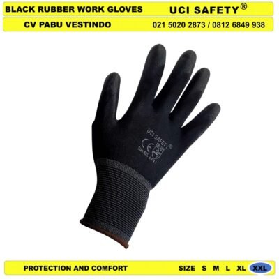 Dilapisi Karet Hitam Black Hand Gloves otomotif Mekanik Bengkel Montir Motor Uci Safety Industri Pabrik