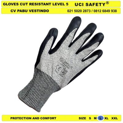 dilapisi karet Industri Warna Abu Abu, Hitam Pabrik Pengaman kerja Kaca Glove