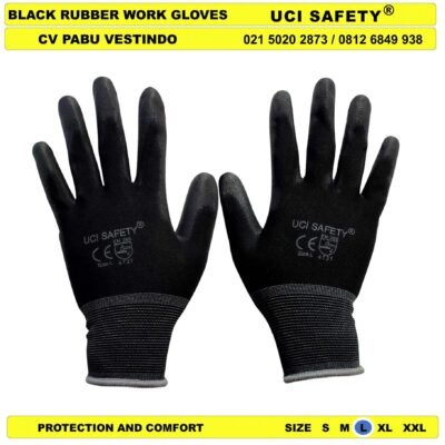 Coating Karet Uci Safety Safety Gloves Hand Gloves Security Satpam Sarung Tangan - Gambar 5