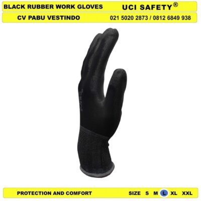 Uci Safety Packing Polyurethane Hitam Black Safety Gloves - Gambar 4
