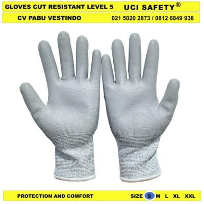 Cut Resistant Level 5 Karet Polyurethane Coating Karet Nitril Glove