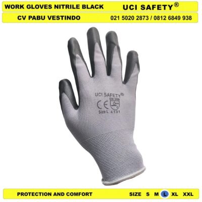 Sarung Tangan Work Hitam/Grey Pabrik En 388 - Gambar 4
