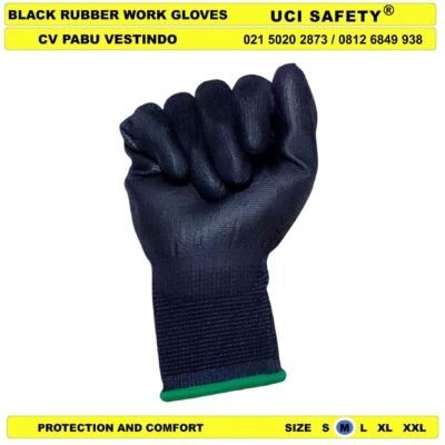 Uci Safety Anti Slip Coating Karet Palm Fit Hitam Black Sarung Tangan - Gambar 2