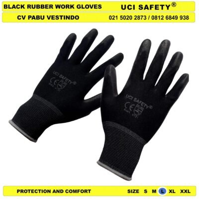 Uci Safety Safety Gloves Hitam Black Bahan Nylon Polyester Hand Gloves Sarung Tangan - Gambar 5