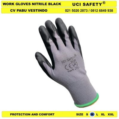 Hand Glove Sarung Tangan Hitam-Grey Mechanical Work - Gambar 2