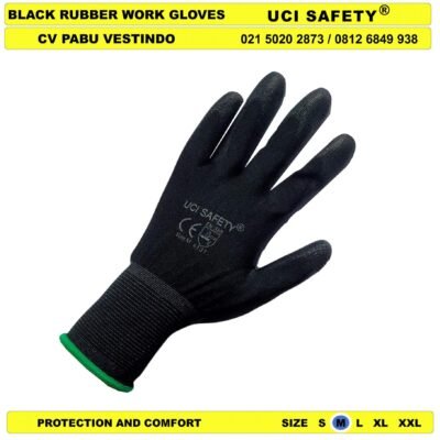 Coating Karet Bahan Nylon Polyester Sarung Tangan Kerja Safety Gloves Security Satpam
