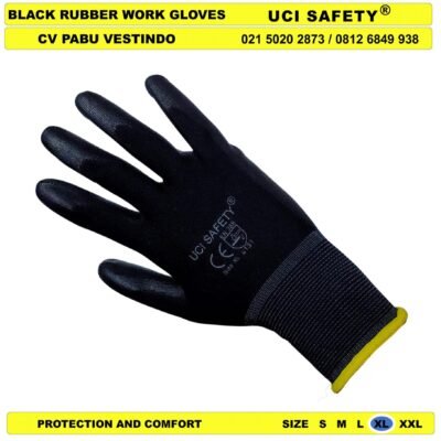 Bahan Nylon Polyester Coating Karet Hand Gloves Industri Pabrik Security Satpam Palmfit