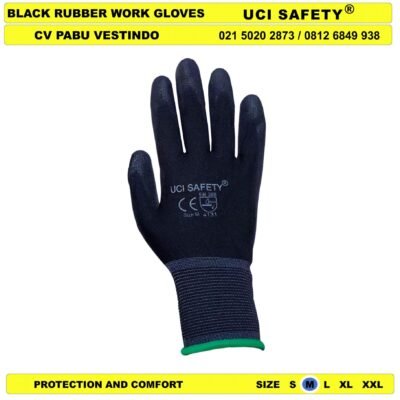 Security Satpam Palmfit Hitam Black PU Uci Safety Sarung Tangan - Gambar 2