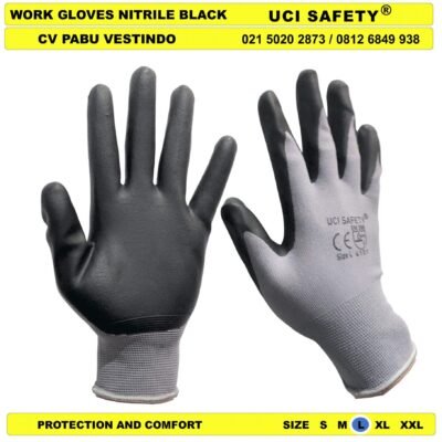 k3 Hse Industri Bagunan safety Gloves Hitam-Grey Sarung Tangan