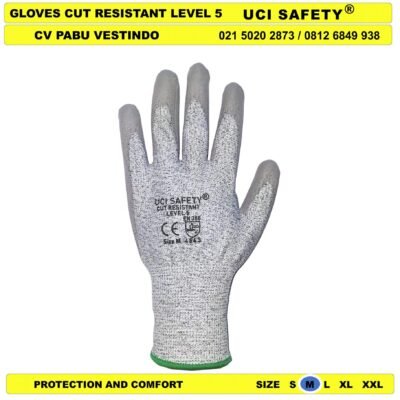 Cut Resistant Level 5 Karet Polyurethane Anti Gores Glove